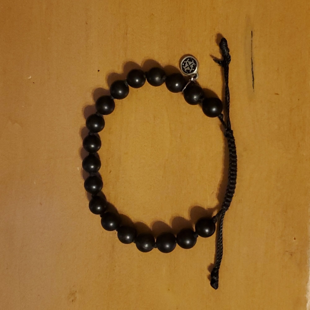 Black Agate Unisex Mala Protection Beaded Adjustable Bracelet